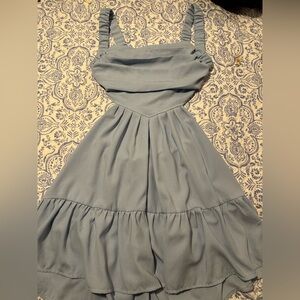 SHEIN Green Ruched Tiered Mini Sundress